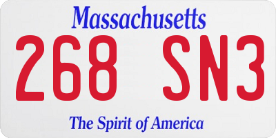MA license plate 268SN3