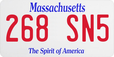 MA license plate 268SN5