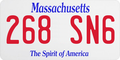 MA license plate 268SN6