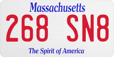 MA license plate 268SN8