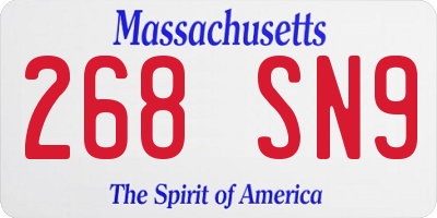 MA license plate 268SN9
