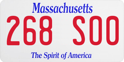 MA license plate 268SO0