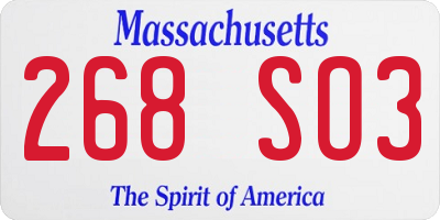 MA license plate 268SO3