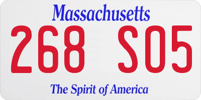MA license plate 268SO5