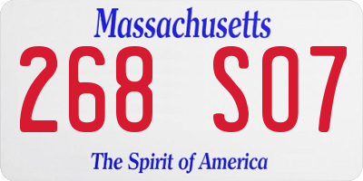 MA license plate 268SO7