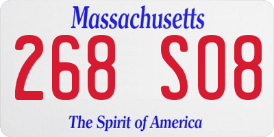 MA license plate 268SO8