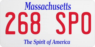 MA license plate 268SP0