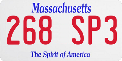 MA license plate 268SP3