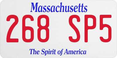MA license plate 268SP5
