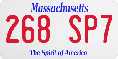 MA license plate 268SP7