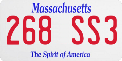 MA license plate 268SS3
