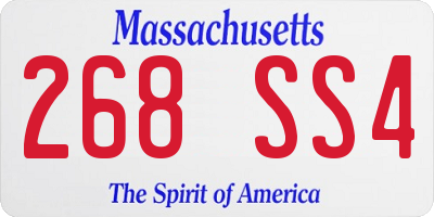 MA license plate 268SS4