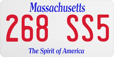 MA license plate 268SS5