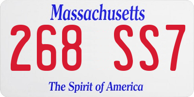 MA license plate 268SS7