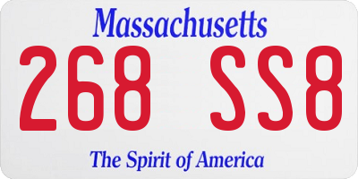 MA license plate 268SS8