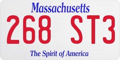 MA license plate 268ST3
