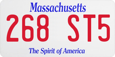 MA license plate 268ST5