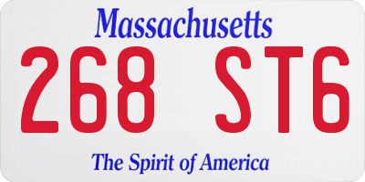 MA license plate 268ST6