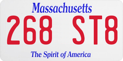 MA license plate 268ST8