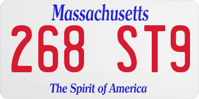 MA license plate 268ST9