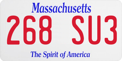 MA license plate 268SU3