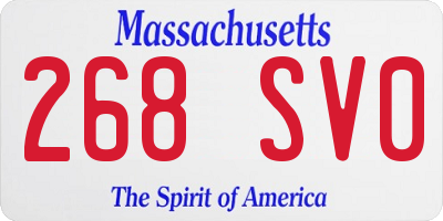 MA license plate 268SV0