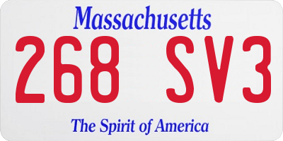 MA license plate 268SV3