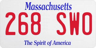 MA license plate 268SW0