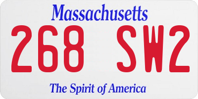 MA license plate 268SW2