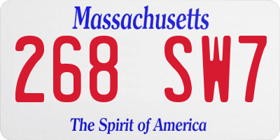 MA license plate 268SW7