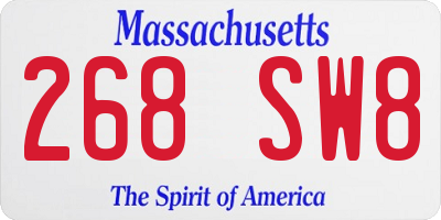 MA license plate 268SW8