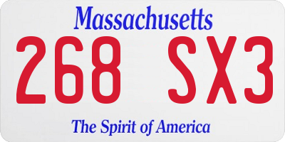 MA license plate 268SX3