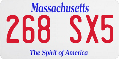 MA license plate 268SX5
