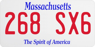 MA license plate 268SX6