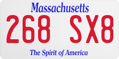 MA license plate 268SX8