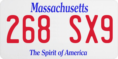 MA license plate 268SX9