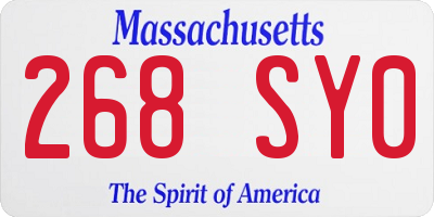 MA license plate 268SY0