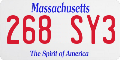 MA license plate 268SY3