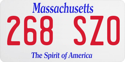 MA license plate 268SZ0