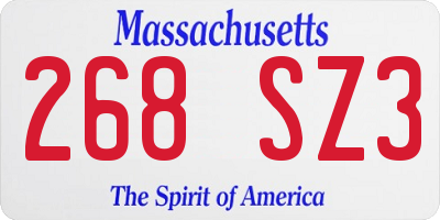 MA license plate 268SZ3