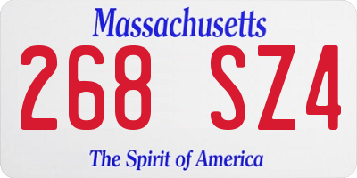 MA license plate 268SZ4