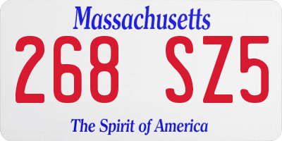 MA license plate 268SZ5