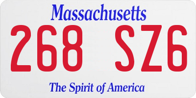 MA license plate 268SZ6