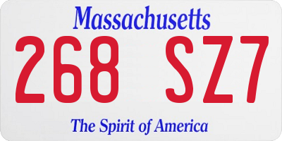 MA license plate 268SZ7