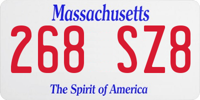 MA license plate 268SZ8