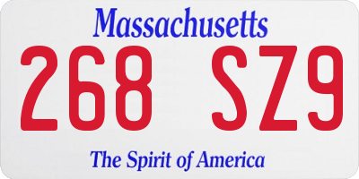 MA license plate 268SZ9