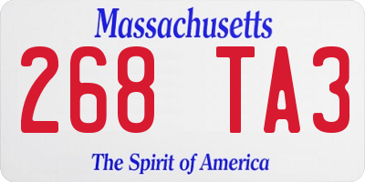 MA license plate 268TA3