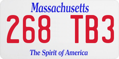MA license plate 268TB3
