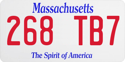 MA license plate 268TB7