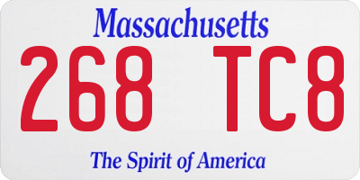 MA license plate 268TC8